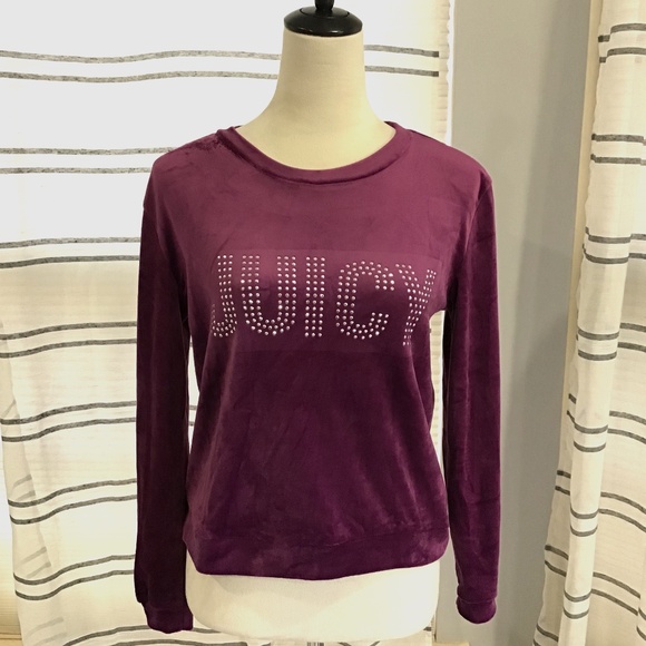 Juicy Couture Tops - Juicy Couture Women Size SM Purple Velour Y2K Sleepwear Top Sequin Pullover